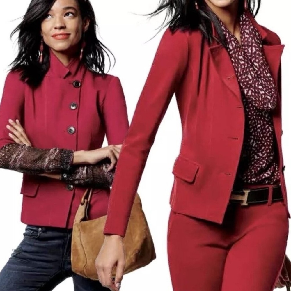 Cabi Outing Ponte Knit Blazer Jacket Rhubarb Red #3175